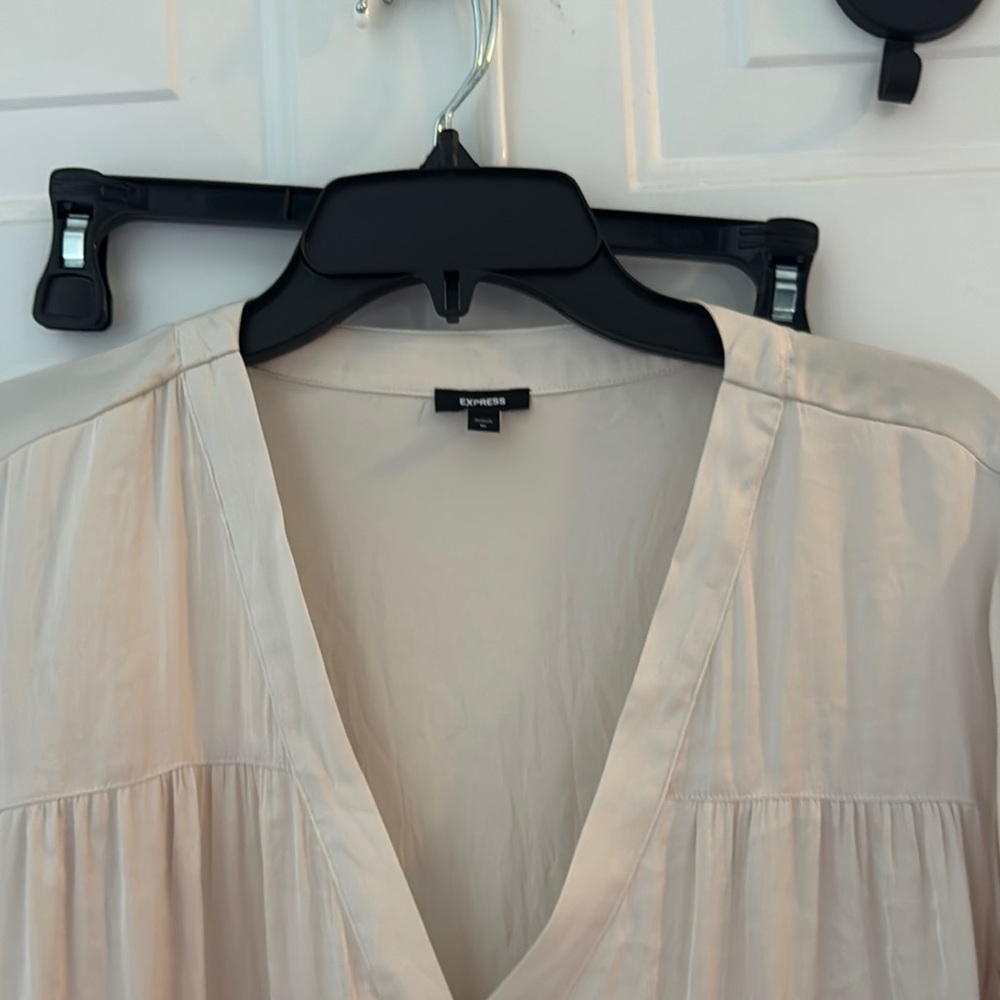 Cream V-Neck Blouse